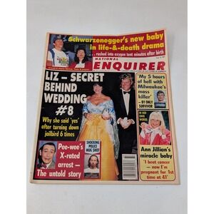 National Enquirer 1991 Elizabeth Taylor Pee-wee Herman Arrest Paul Rubuens VTG